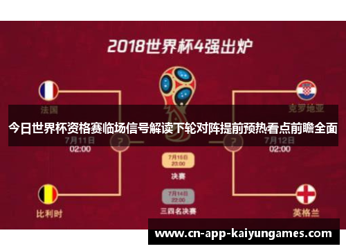 今日世界杯资格赛临场信号解读下轮对阵提前预热看点前瞻全面 今日世界杯资格赛临场信号解读下轮对阵提前预热看点前瞻全面